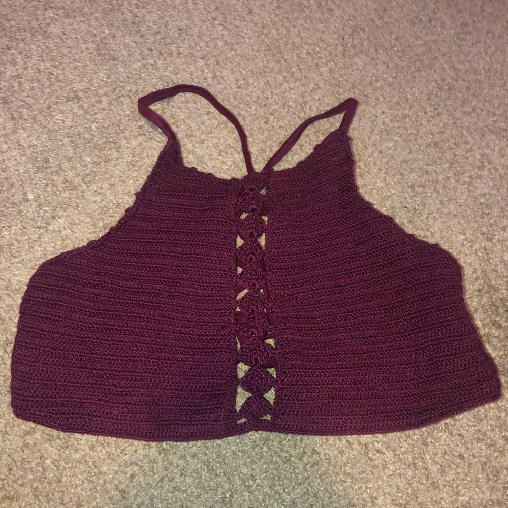 Maroon bathing suit top